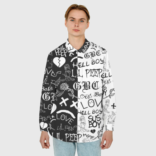 Мужская рубашка oversize 3D с принтом Lil Peep logobombing, фото на моделе #1
