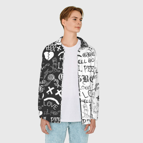 Мужская рубашка oversize 3D с принтом Lil Peep logobombing, вид сбоку #3