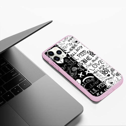 Чехол для iPhone 11 Pro Max матовый Lil Peep logobombing, цвет розовый - фото 5