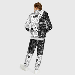 Костюм с принтом Lil Peep logobombing для мужчины, вид на модели сзади №2. Цвет основы: белый