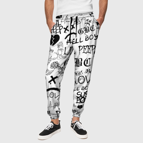 Мужские брюки 3D LIL Peep Лил Пип logobombing, цвет 3D печать - фото 4