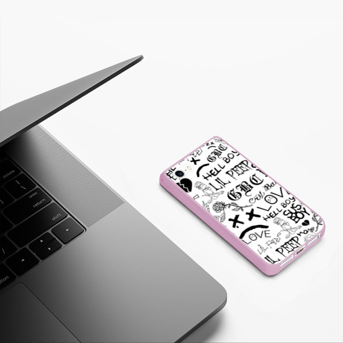 Чехол для iPhone 5/5S матовый LIL Peep Лил Пип logobombing, цвет розовый - фото 5