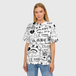Женская футболка oversize 3D LIL Peep Лил Пип logobombing - фото 2