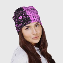 Шапка 3D LIL Peep logobombing black Pink - фото 2