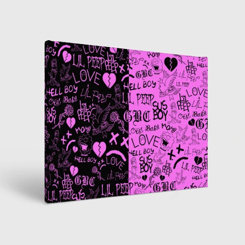 Холст прямоугольный LIL Peep logobombing black Pink