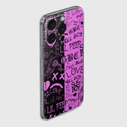 Чехол для iPhone 16 Pro силиконовый с защитой камеры LIL Peep logobombing black Pink - фото 2