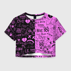 Женская футболка Crop-top 3D LIL Peep logobombing black Pink