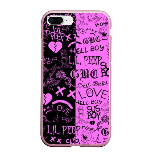 Чехол для iPhone 7Plus/8 Plus матовый LIL Peep logobombing black Pink