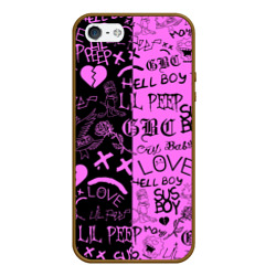 Чехол для iPhone 5/5S матовый LIL Peep logobombing black Pink