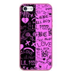 Чехол для iPhone 5/5S матовый LIL Peep logobombing black Pink