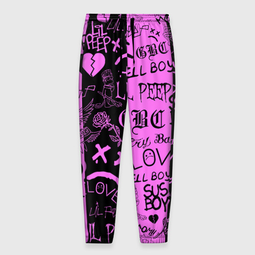 Мужские брюки 3D LIL Peep logobombing black Pink, цвет 3D печать