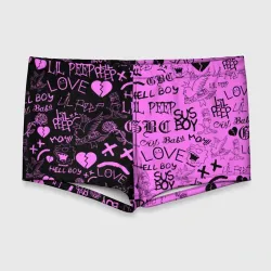 Мужские купальные плавки 3D LIL Peep logobombing black Pink