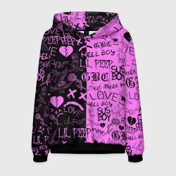 Мужская толстовка 3D LIL Peep logobombing black Pink