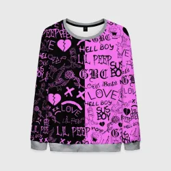 Мужской свитшот 3D LIL Peep logobombing black Pink