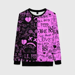 Женский свитшот 3D LIL Peep logobombing black Pink