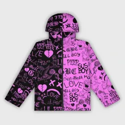 Женская ветровка 3D LIL Peep logobombing black Pink