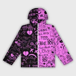 Женская ветровка 3D LIL Peep logobombing black Pink