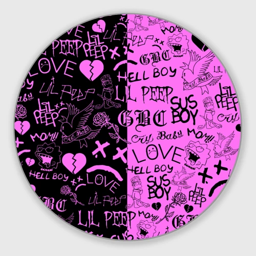 Круглый коврик для мышки LIL Peep logobombing black Pink