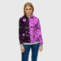 Женская толстовка 3D LIL Peep logobombing black Pink - фото 2