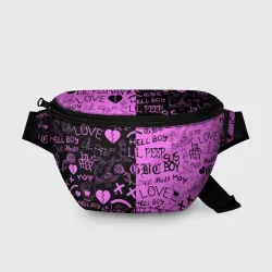 Поясная сумка 3D LIL Peep logobombing black Pink