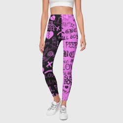 Леггинсы 3D LIL Peep logobombing black Pink - фото 2