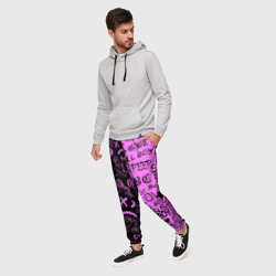 Мужские брюки 3D LIL Peep logobombing black Pink - фото 2