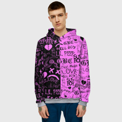 Мужская толстовка 3D LIL Peep logobombing black Pink - фото 2