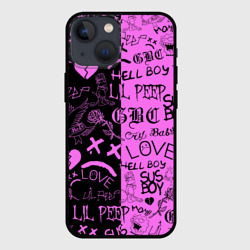 Чехол для iPhone 13 mini LIL Peep logobombing black Pink