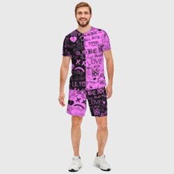 Мужской костюм с шортами 3D LIL Peep logobombing black Pink - фото 2
