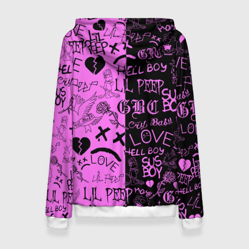 Женская толстовка 3D LIL Peep logobombing black Pink, цвет 3D печать - фото 2