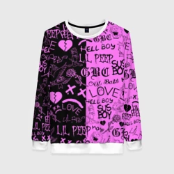 Женский свитшот 3D LIL Peep logobombing black Pink