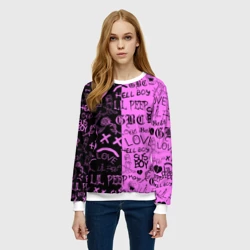 Женский свитшот 3D LIL Peep logobombing black Pink - фото 2