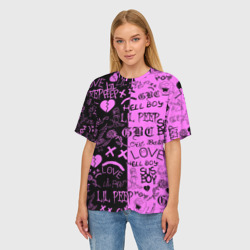 Женская футболка oversize 3D LIL Peep logobombing black Pink - фото 2