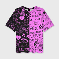 Женская футболка oversize 3D LIL Peep logobombing black Pink