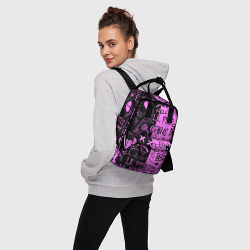 Женский рюкзак 3D LIL Peep logobombing black Pink - фото 3