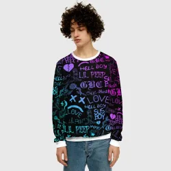 Мужской свитшот 3D LIL Peep neon Лил Пип неон - фото 2