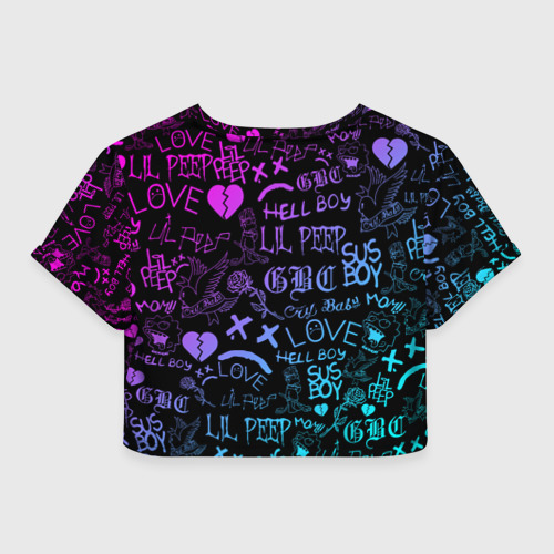 Женская футболка Crop-top 3D LIL Peep neon Лил Пип неон, цвет 3D печать - фото 2