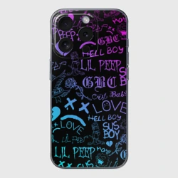 Чехол для iPhone 15 Pro силиконовый с защитой камеры LIL Peep neon Лил Пип неон