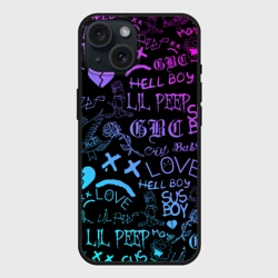 Чехол силиконовый для Apple iPhone 15 матовый LIL Peep neon Лил Пип неон