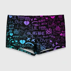 Мужские купальные плавки 3D LIL Peep neon Лил Пип неон
