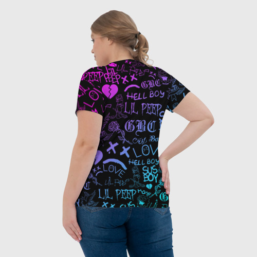 Женская футболка 3D LIL Peep neon Лил Пип неон, цвет 3D печать - фото 7
