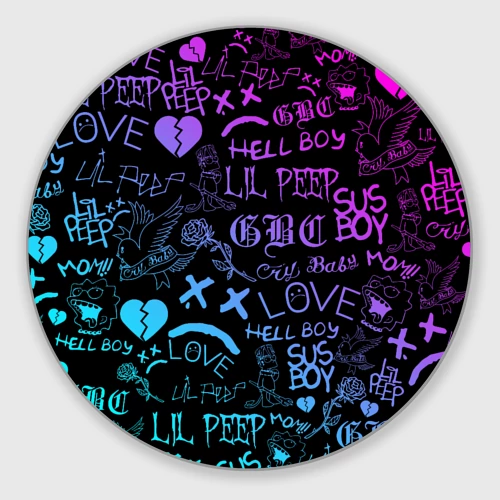 Круглый коврик для мышки LIL Peep neon Лил Пип неон