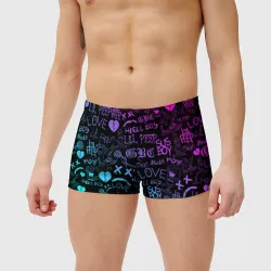 Мужские купальные плавки 3D LIL Peep neon Лил Пип неон - фото 2