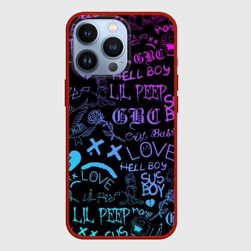 Чехол для iPhone 13 Pro LIL Peep neon Лил Пип неон, цвет красный