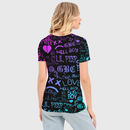 Женская футболка 3D Slim LIL Peep neon Лил Пип неон, цвет 3D печать - фото 4