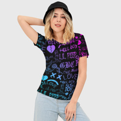 Женская футболка 3D Slim LIL Peep neon Лил Пип неон - фото 2
