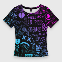 Женская футболка 3D Slim LIL Peep neon Лил Пип неон
