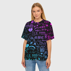 Женская футболка oversize 3D LIL Peep neon Лил Пип неон - фото 2