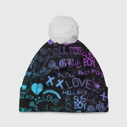 Шапка 3D c помпоном LIL Peep neon Лил Пип неон