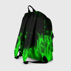 Рюкзак с принтом Зеленый огонь Stalker 2 для любого человека, вид сзади №1. Цвет основы: белый